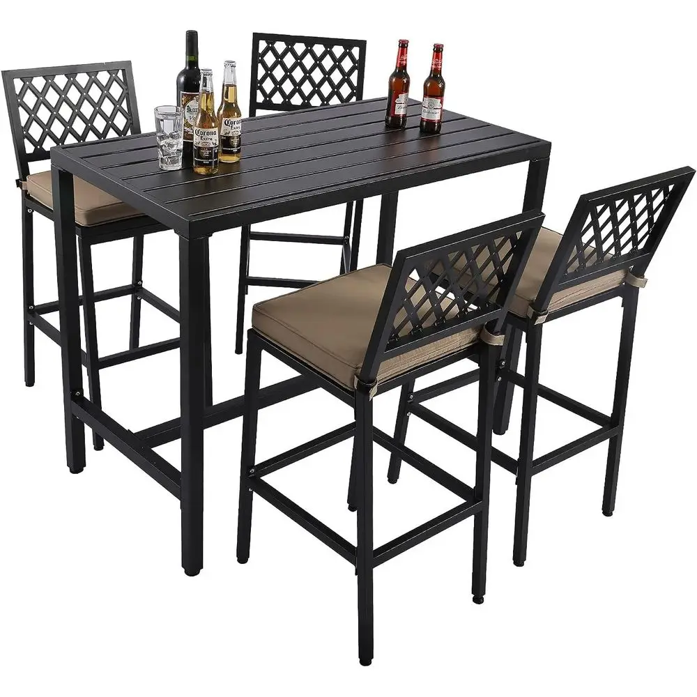 5-Piece Outdoor Patio Bar Set, Bar Height Patio Dining Set, Weather-Resistant Bistro Counter Pub Set with Cushions & Slatted Tab
5-Piece Outdoor Patio Bar Set, Bar Height Patio Dining Set, Weather-Resistant Bistro Counter Pub Set with Cushions & Slatted Tab