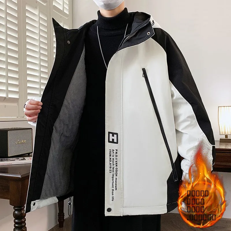 Thiened Fce Winter Jaet Men's Coat Sle Hooded Workwear Jaet Youth Trendy Long Sve Zipper Closure Warm Outerwear
Thiened Fce Winter Jaet Men's Coat Sle Hooded Workwear Jaet Youth Trendy Long Sve Zipper Closure Warm Outerwear