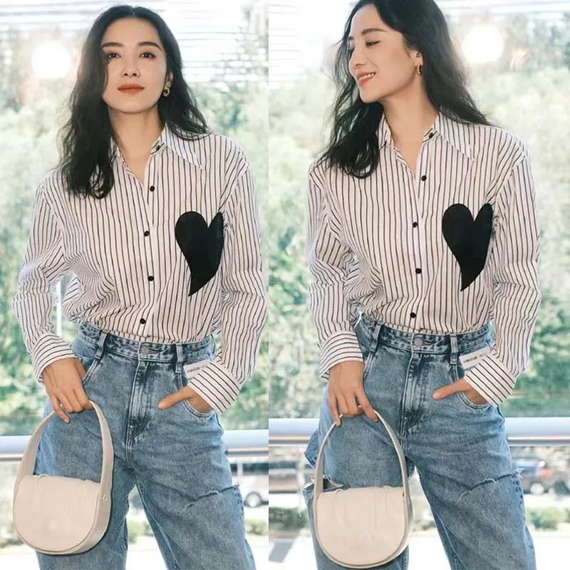 EXJR Long Sleeve Striped Shirt Women's Loose Casual Design Spring Autumn Collar Button Detail Straight Cut Korean Style
EXJR Long Sleeve Striped Shirt Women's Loose Casual Design Spring Autumn Collar Button Detail Straight Cut Korean Style