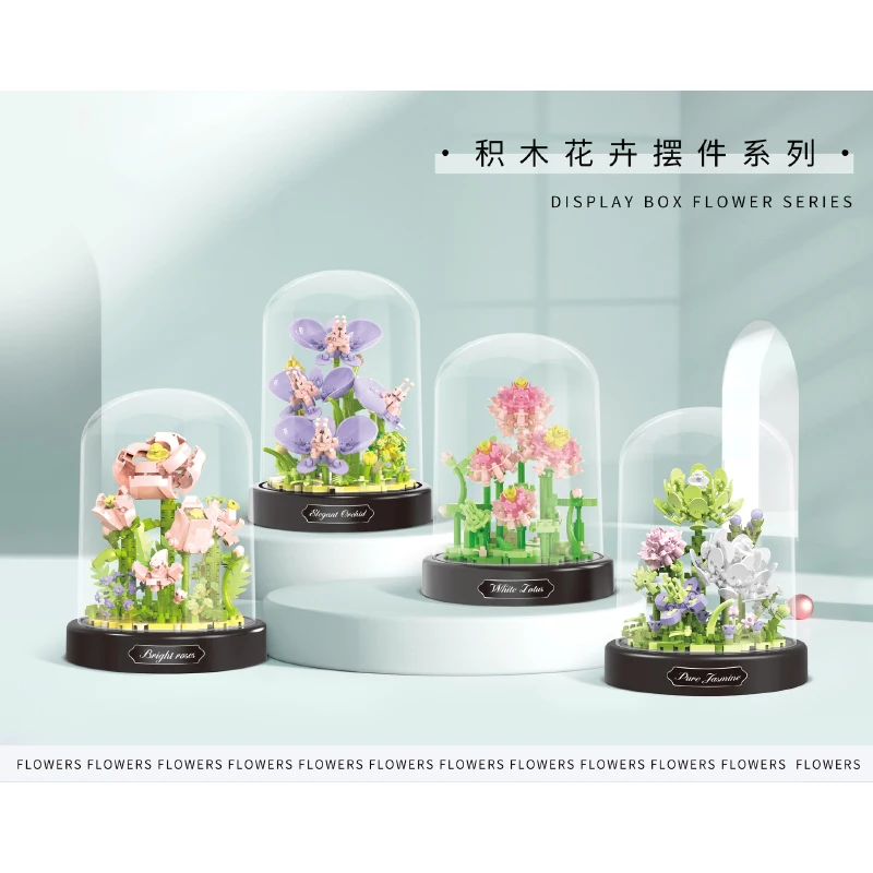 Creative Bonsai Series Simulation Rose, Jasmine, Lotus Dust Cover Desktop Decoration Building Blocks Bricks Toys Gifts
Creative Bonsai Series Simulation Rose, Jasmine, Lotus Dust Cover Desktop Decoration Building Blocks Bricks Toys Gifts