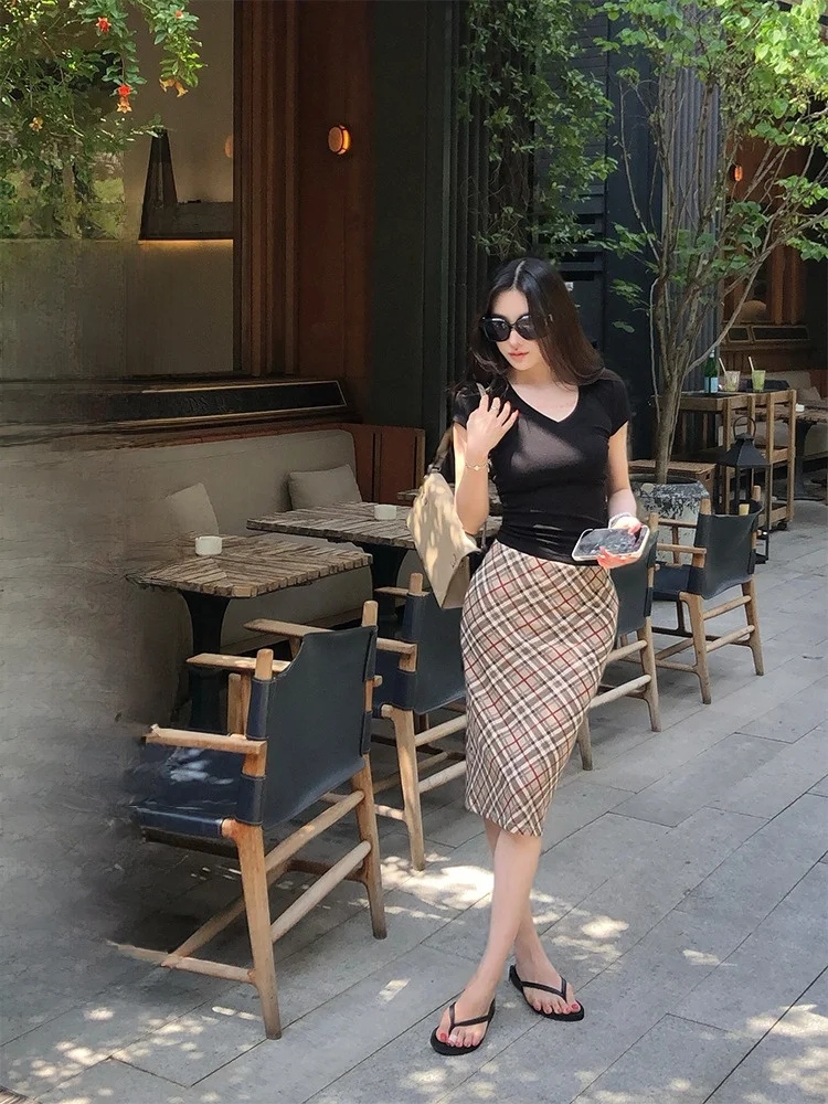 Retro Plaid Midi Skirt Women's Slimming Faionable lectual Sle f-length Spring Summer Cotton High-waist Wrap-aroun...
Retro Plaid Midi Skirt Women's Slimming Faionable lectual Sle f-length Spring Summer Cotton High-waist Wrap-aroun...