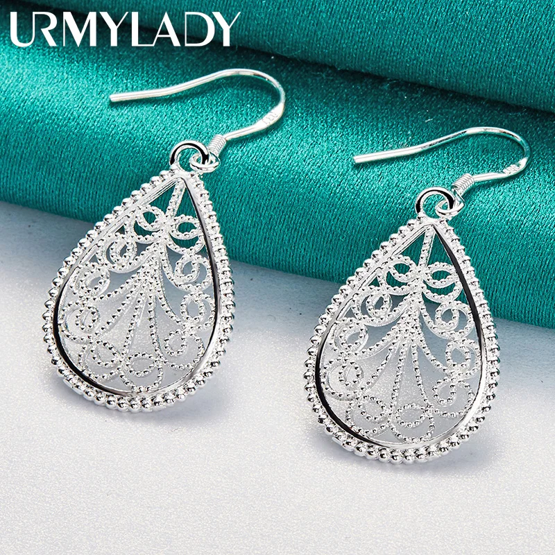 URMYLADY 925 Sterling Silver Water Drop Hollow Plant Earrings For Women Wedding Engagement Party Fashion Jewelry
URMYLADY 925 Sterling Silver Water Drop Hollow Plant Earrings For Women Wedding Engagement Party Fashion Jewelry