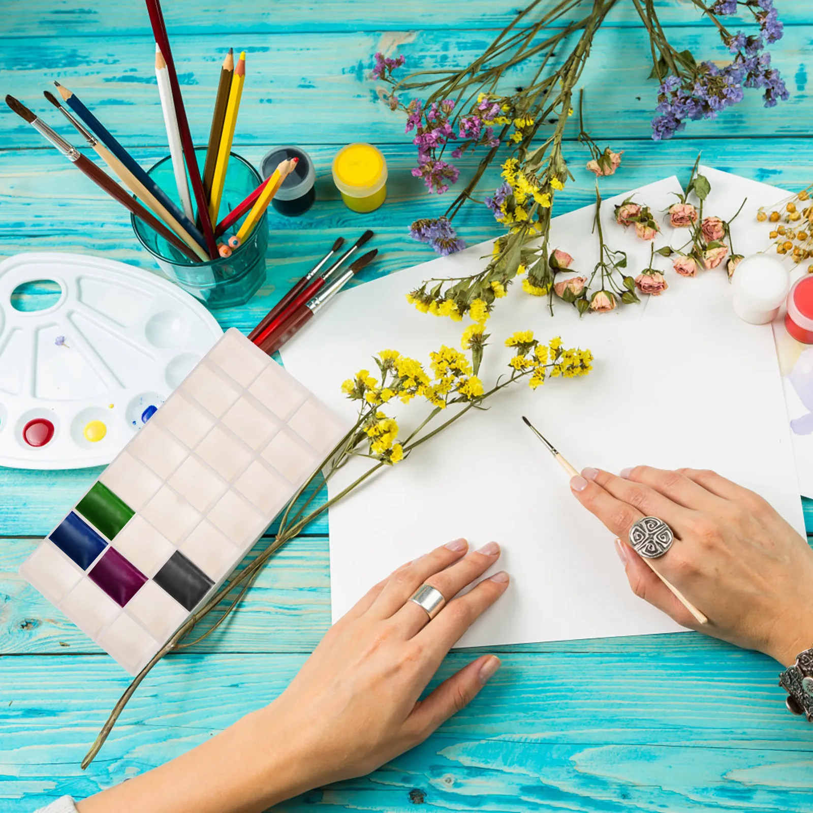 24 Wells Plastic Paint Box Airtight For Watercolors Acrylic Oil Gouache Moisturizing Lid Separate Grids Paintbox Watercolor Box
24 Wells Plastic Paint Box Airtight For Watercolors Acrylic Oil Gouache Moisturizing Lid Separate Grids Paintbox Watercolor Box