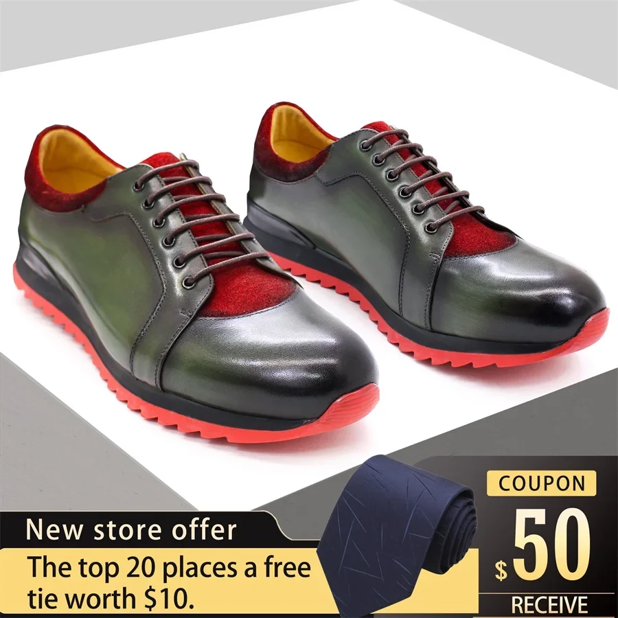 Green Leather Men's Shoes Casual Handmade Lace-Up Comfortable Warm Office Footwear Elegant Party Banquet Casual Shoes
Green Leather Men's Shoes Casual Handmade Lace-Up Comfortable Warm Office Footwear Elegant Party Banquet Casual Shoes
