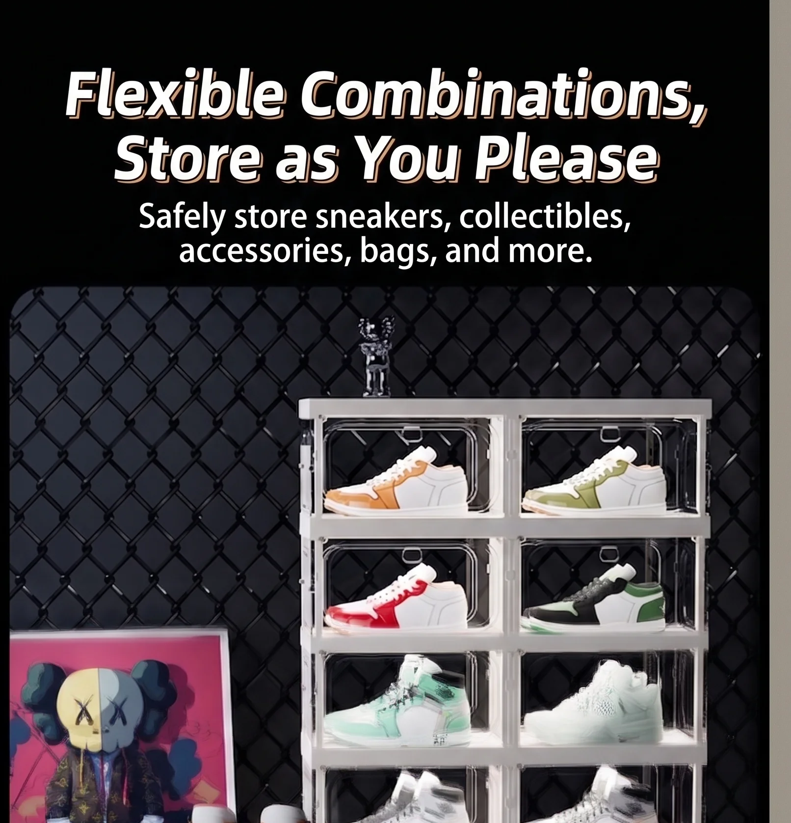 Large Clear Stackable Shoe Storage Boxes, Foldable Sneaker Display Organizer with Magnetic Door for Closet Entryway
Large Clear Stackable Shoe Storage Boxes, Foldable Sneaker Display Organizer with Magnetic Door for Closet Entryway