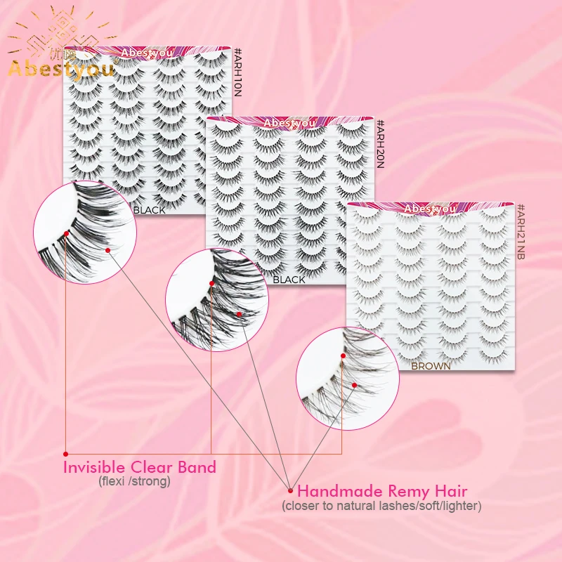 Abestyou Transparent Clear Band 20pair 11mm Cat Eye Short Black Brown Handmade Mink Eyelashes Wispy Remy Hair Soft Cluster Lash
Abestyou Transparent Clear Band 20pair 11mm Cat Eye Short Black Brown Handmade Mink Eyelashes Wispy Remy Hair Soft Cluster Lash