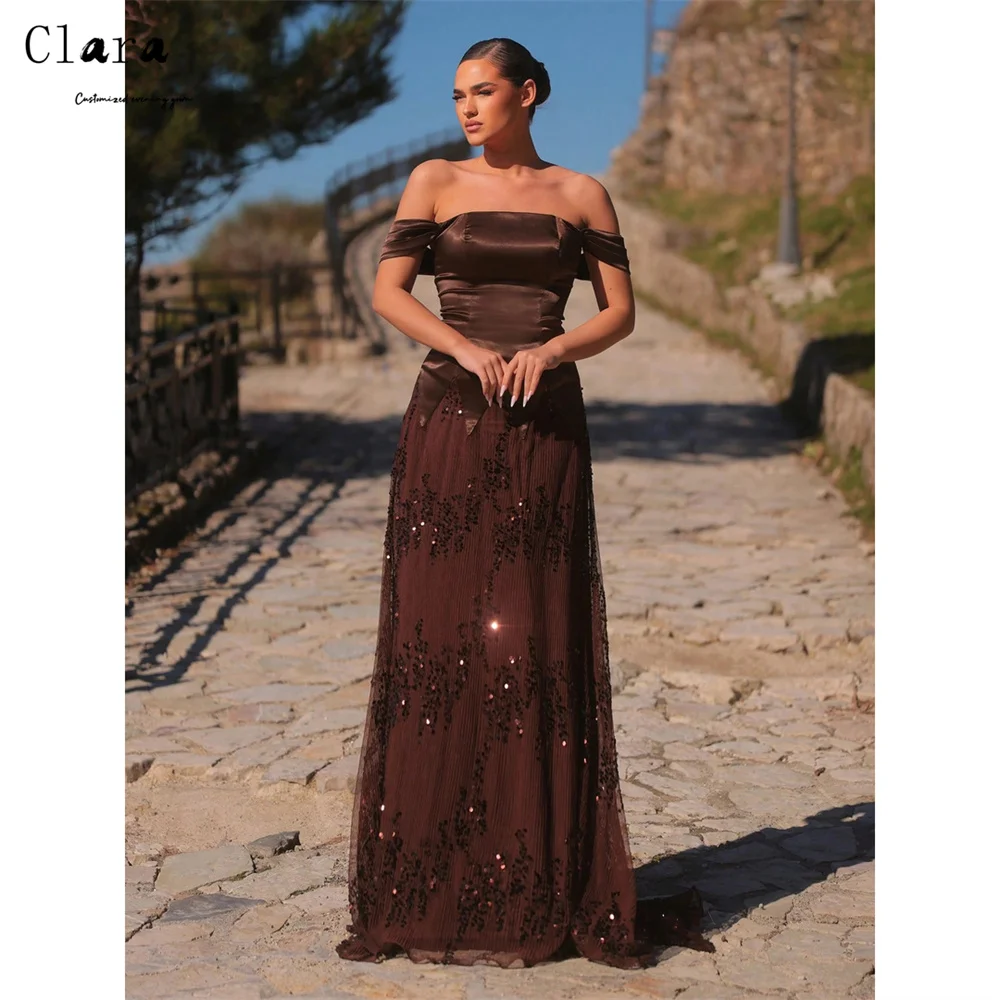 Clara Custom Brown Off the Shoulder A Line Off the Shoulder Evening Dresses Woman Elegant Long Party Dresses for Luxury Party
Clara Custom Brown Off the Shoulder A Line Off the Shoulder Evening Dresses Woman Elegant Long Party Dresses for Luxury Party