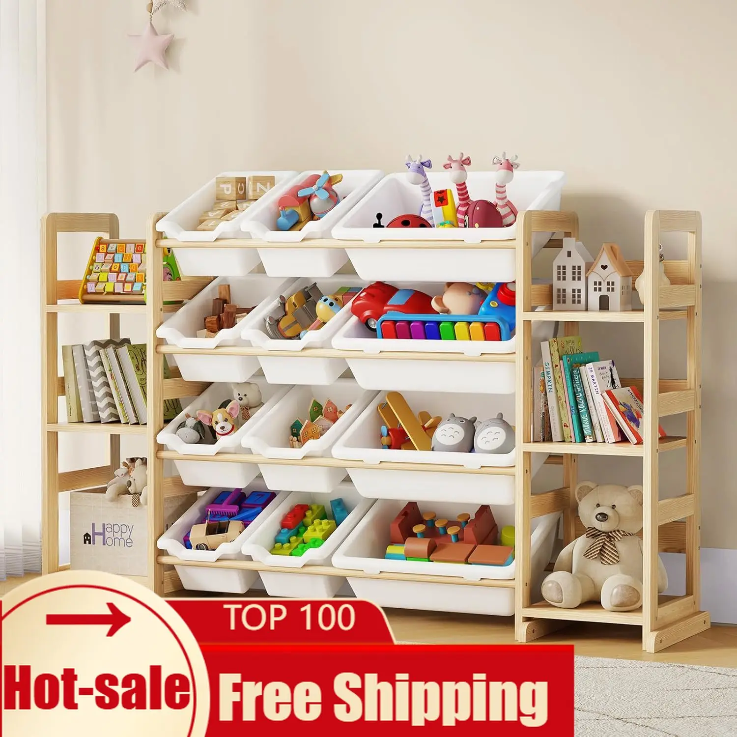 Kids Toy Storage Organizer Bookshelf With Wood Frame Side Shelves Bins For Playroom Nursery Room
Kids Toy Storage Organizer Bookshelf With Wood Frame Side Shelves Bins For Playroom Nursery Room