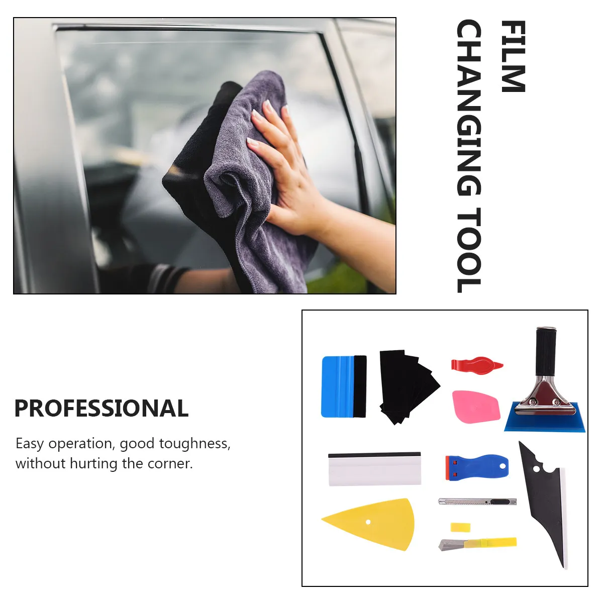 11Pcs Professional Window Tint Tool Kit for Auto Car Wrap Vinyl Film Installation Includes Squeegees Corner Tools Film Cutter
11Pcs Professional Window Tint Tool Kit for Auto Car Wrap Vinyl Film Installation Includes Squeegees Corner Tools Film Cutter