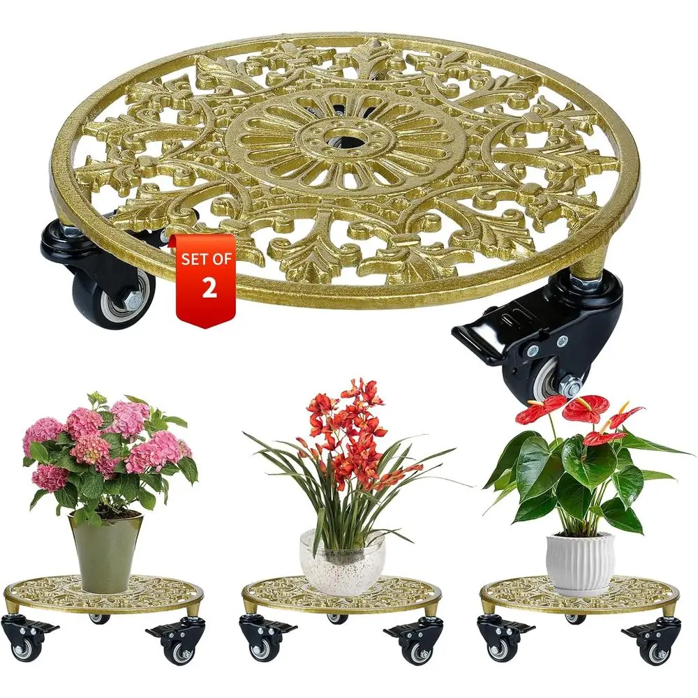 11 Inch Gold Metal Plant Caddy with Wheels - Heavy Duty Rolling Stand for Indoor & Outdoor Use
11 Inch Gold Metal Plant Caddy with Wheels - Heavy Duty Rolling Stand for Indoor & Outdoor Use