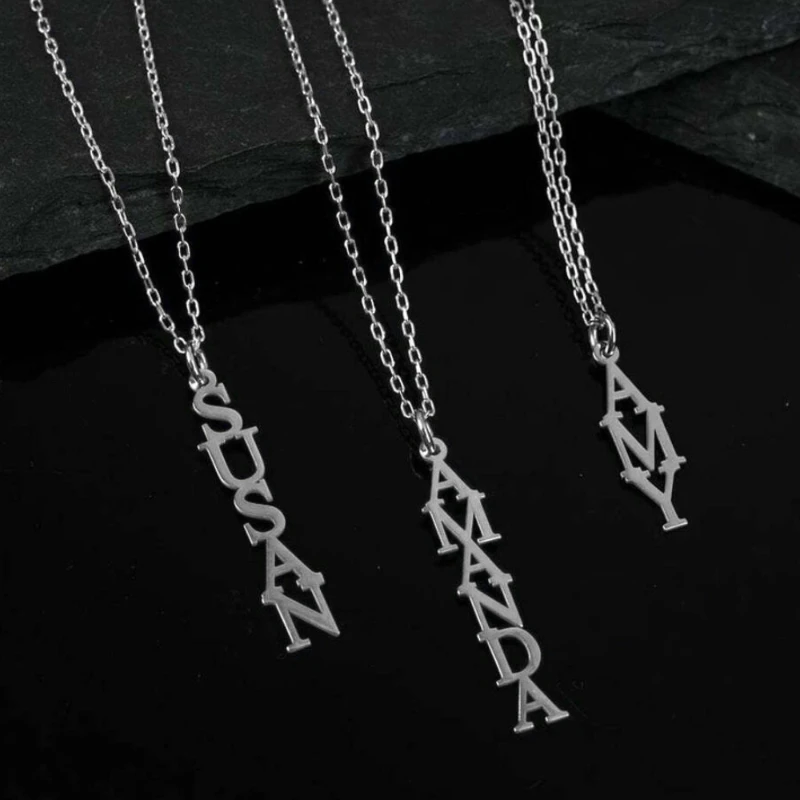 Customized Vertical Name Necklace Stainless Steel Personalized Vertical Name Pendant Necklace Birthday Christmas Gift
Customized Vertical Name Necklace Stainless Steel Personalized Vertical Name Pendant Necklace Birthday Christmas Gift
