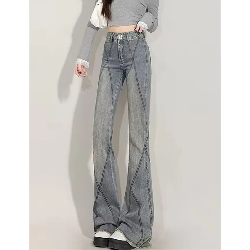 Spring Summer Design With Rough Edges Jeans Women High Waist Slim Straight Pants Streetwear Vintage Casual Pockets Flare Jeans
Spring Summer Design With Rough Edges Jeans Women High Waist Slim Straight Pants Streetwear Vintage Casual Pockets Flare Jeans