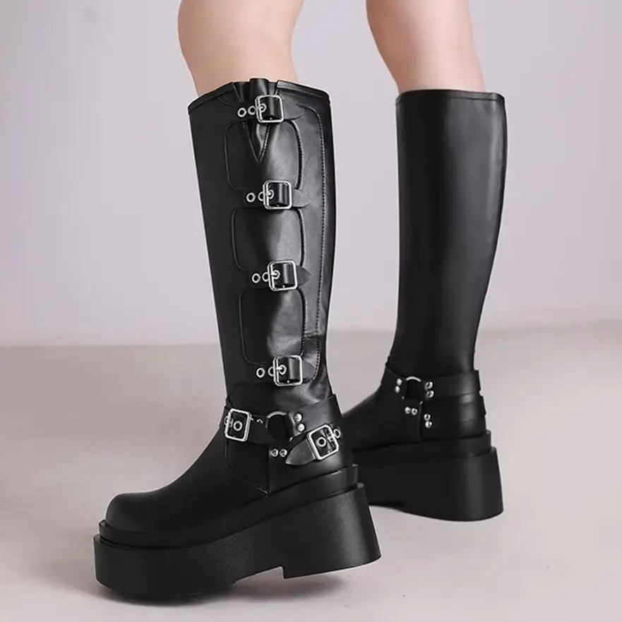 Candy Colors Women's Boots Patent Leather Round Toe Metal Buckle Strap Comfy Flat Thick Sole Shoes Street Style Knee High Boots
Candy Colors Women's Boots Patent Leather Round Toe Metal Buckle Strap Comfy Flat Thick Sole Shoes Street Style Knee High Boots