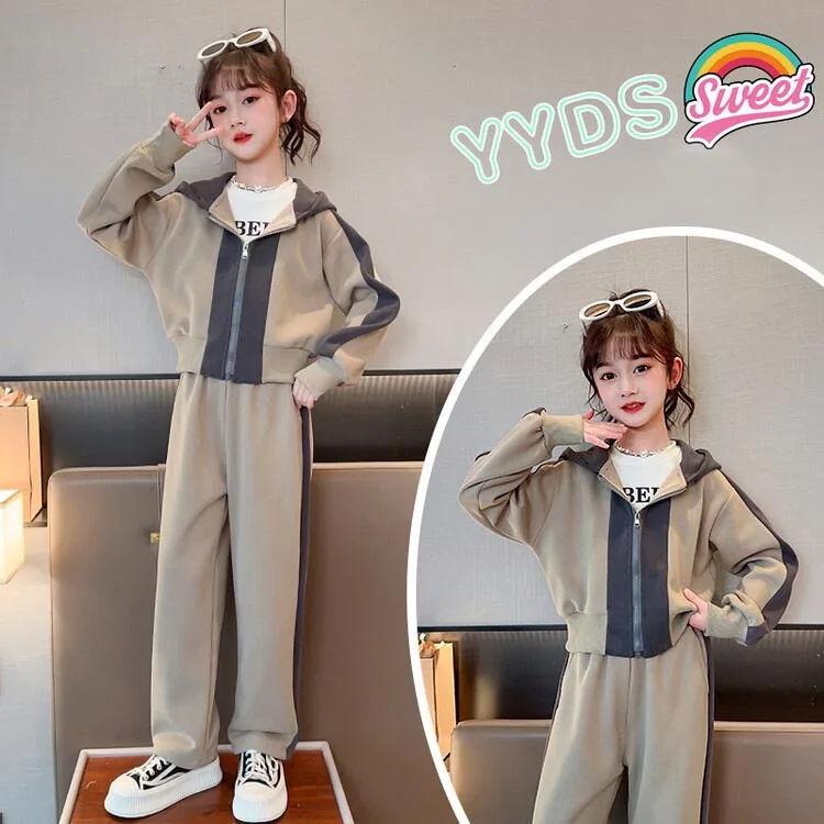 Korean Spring Autumn Junior Girl Tracksuit School Girl Hooded Zipper Sweat Jackets+Straight Cotton Pants Child Girl 2-Piece Sets
Korean Spring Autumn Junior Girl Tracksuit School Girl Hooded Zipper Sweat Jackets+Straight Cotton Pants Child Girl 2-Piece Sets