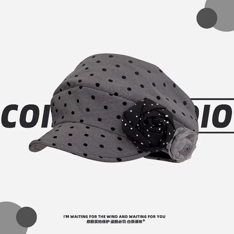Niche Japanese Polka Dot Rose Flower Design Berets Spring and Summer Fashion Street Pleated Soft Brim Flat Top Painter Hat Women
Niche Japanese Polka Dot Rose Flower Design Berets Spring and Summer Fashion Street Pleated Soft Brim Flat Top Painter Hat Women