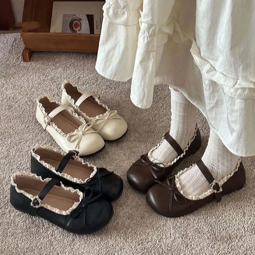 Breathable PU Leather JK Flat Shoes Lace Ruffled Sweet Casual Ballet Flats Soft Sole Bow Mary Jane Shoes Summer Autumn
Breathable PU Leather JK Flat Shoes Lace Ruffled Sweet Casual Ballet Flats Soft Sole Bow Mary Jane Shoes Summer Autumn