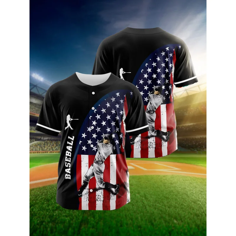 US Flag Element Graphic Design Men'S Retro Color Blocked Short Sleeved V-Neck Loose Button Shirt Men'S Summer Baseball Jersey
US Flag Element Graphic Design Men'S Retro Color Blocked Short Sleeved V-Neck Loose Button Shirt Men'S Summer Baseball Jersey