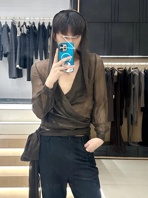 Cross-Banded Long-Sleeve Shirt with Waist-Cinching Belt French Style Slimming Top for Men And Women Susuchic Brand Polyester ...
Cross-Banded Long-Sleeve Shirt with Waist-Cinching Belt French Style Slimming Top for Men And Women Susuchic Brand Polyester ...