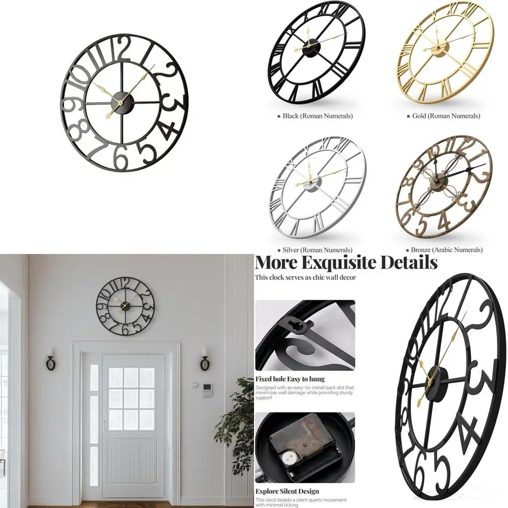 24 Inch Modern Black Metal Wall Clock with Arabic Numerals, Silent and Battery-Powered for Home and Office
24 Inch Modern Black Metal Wall Clock with Arabic Numerals, Silent and Battery-Powered for Home and Office