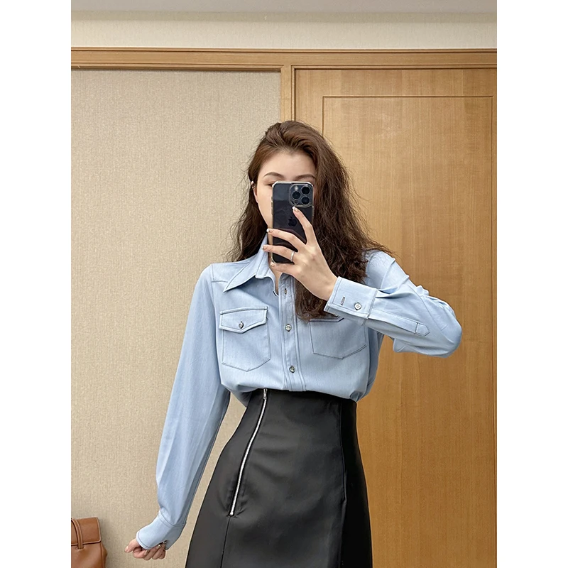 Casual Loose Fit Collar Denim Sle Top Versatile Spring New Arrival Women's irt Comfortable Polyester Blend Long Sve
Casual Loose Fit Collar Denim Sle Top Versatile Spring New Arrival Women's irt Comfortable Polyester Blend Long Sve