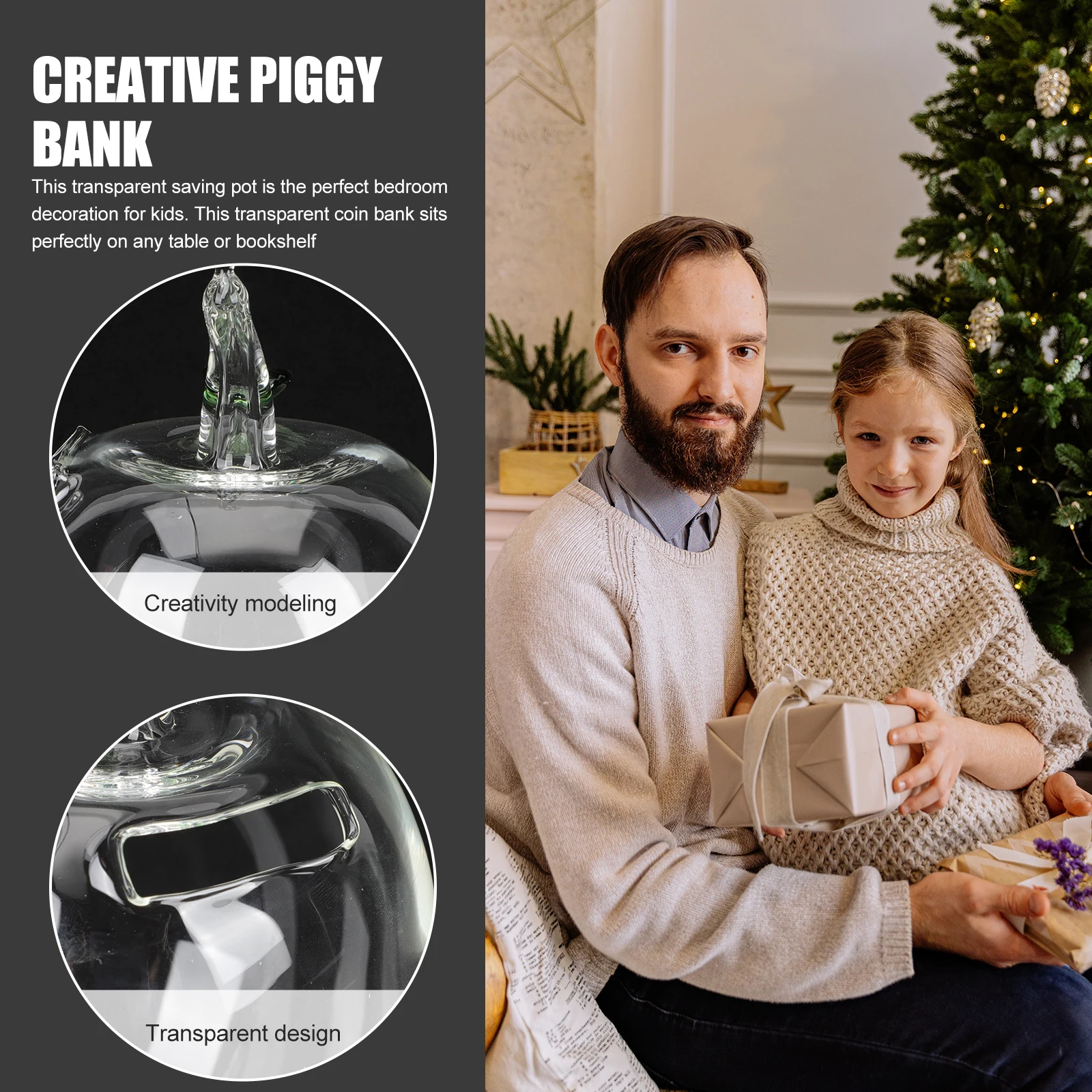 Glass Clear Piggy Bank Apple Shape Transparent Saving Pot Desktop Decoration Money Box Creative Coin Holder
Glass Clear Piggy Bank Apple Shape Transparent Saving Pot Desktop Decoration Money Box Creative Coin Holder