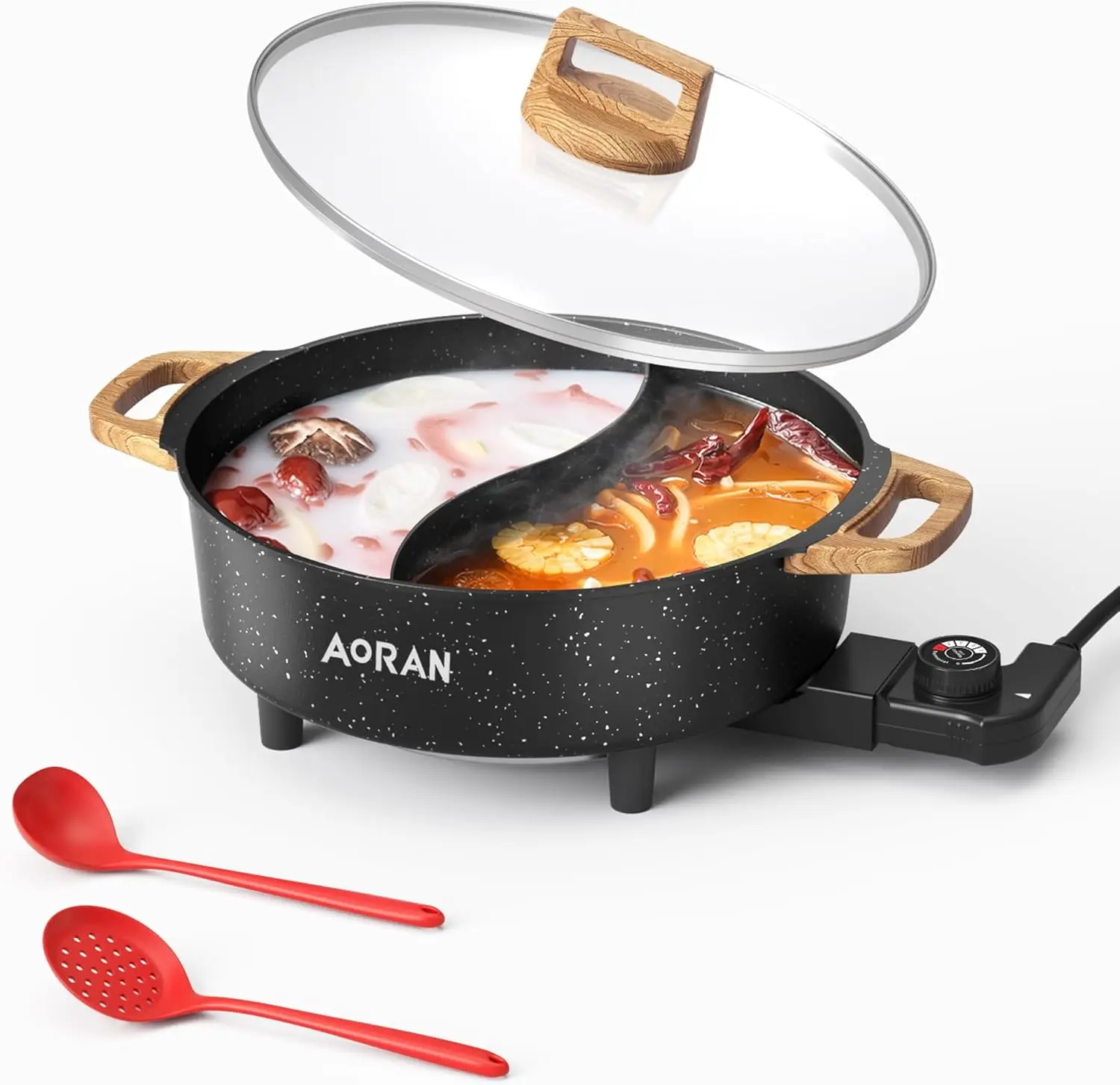 AORAN Electric Hot Pot with Divider, 1350W 8L Nonstick Smokeless Cooker for Shabu Shabu & Fondue, Multi-Function
AORAN Electric Hot Pot with Divider, 1350W 8L Nonstick Smokeless Cooker for Shabu Shabu & Fondue, Multi-Function