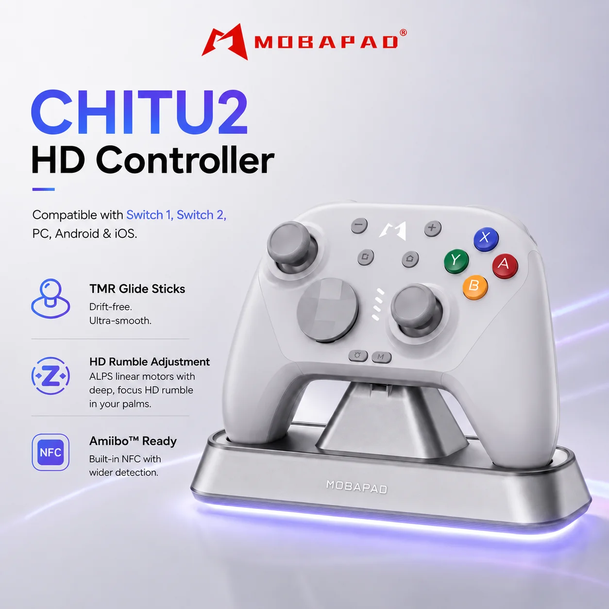 MOBAPAD CHITU 2 Wireless Bluetooth Gamepad TMR Joystick HD Rumble Mechanical Controller for Switch 2 PC Android iOS with Chargin
MOBAPAD CHITU 2 Wireless Bluetooth Gamepad TMR Joystick HD Rumble Mechanical Controller for Switch 2 PC Android iOS with Chargin