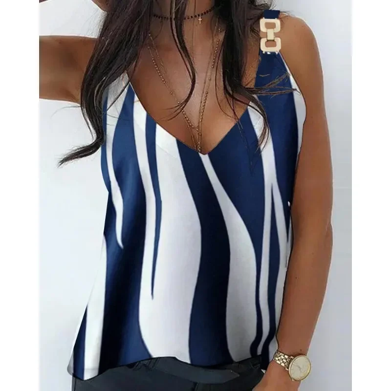 Summer Commuter Women's Sleeveless Vest Fashion Printed V-Neck Metal Buckle Strap Vest Leisure Party Vacation Women's Vest
Summer Commuter Women's Sleeveless Vest Fashion Printed V-Neck Metal Buckle Strap Vest Leisure Party Vacation Women's Vest