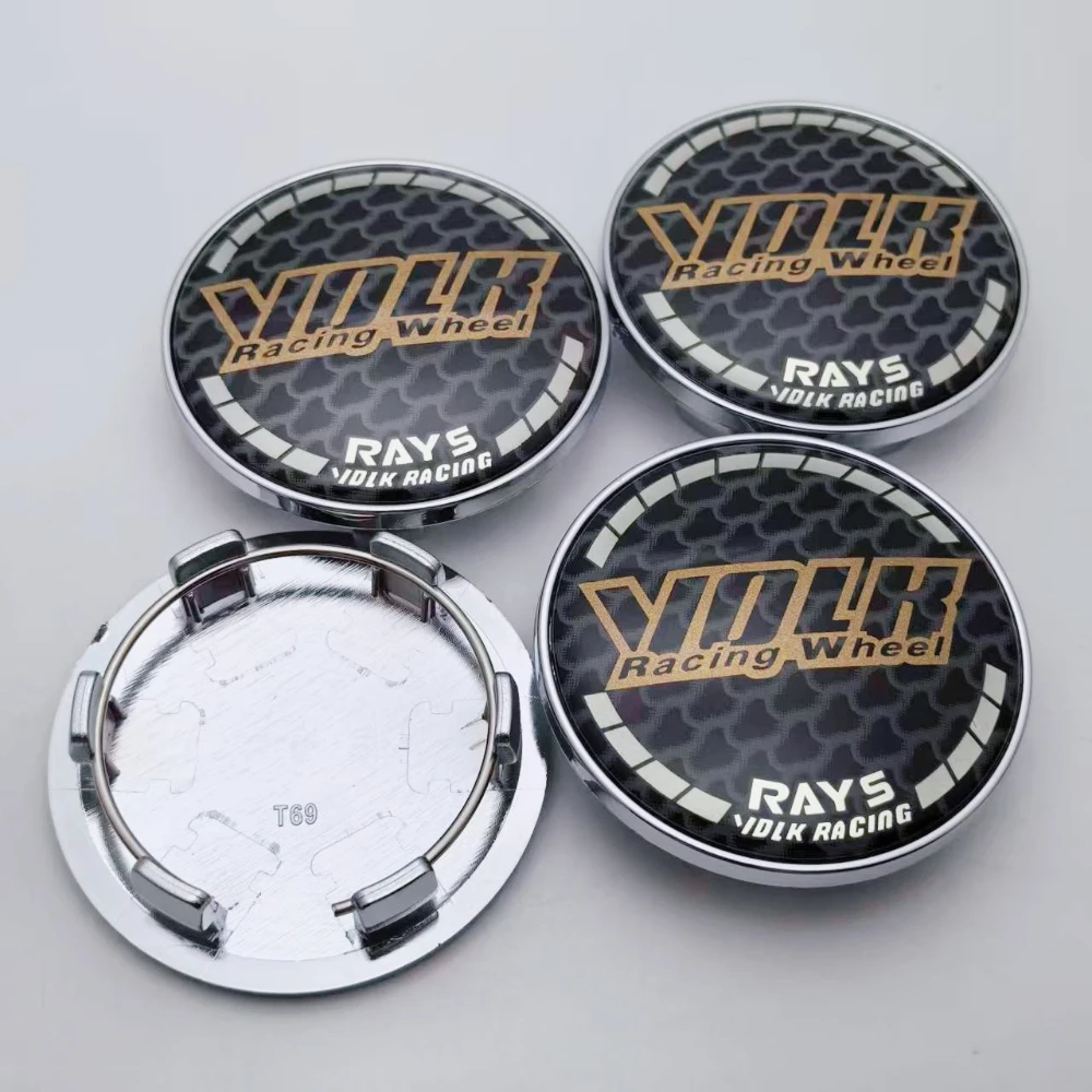 4pcs 69MM Clips 56MM JDM Car Wheel Center Caps Hub Cap Vlok Racing Rays Logo Badge Rim Hubcaps Dust Wheels Cover Car Accessories