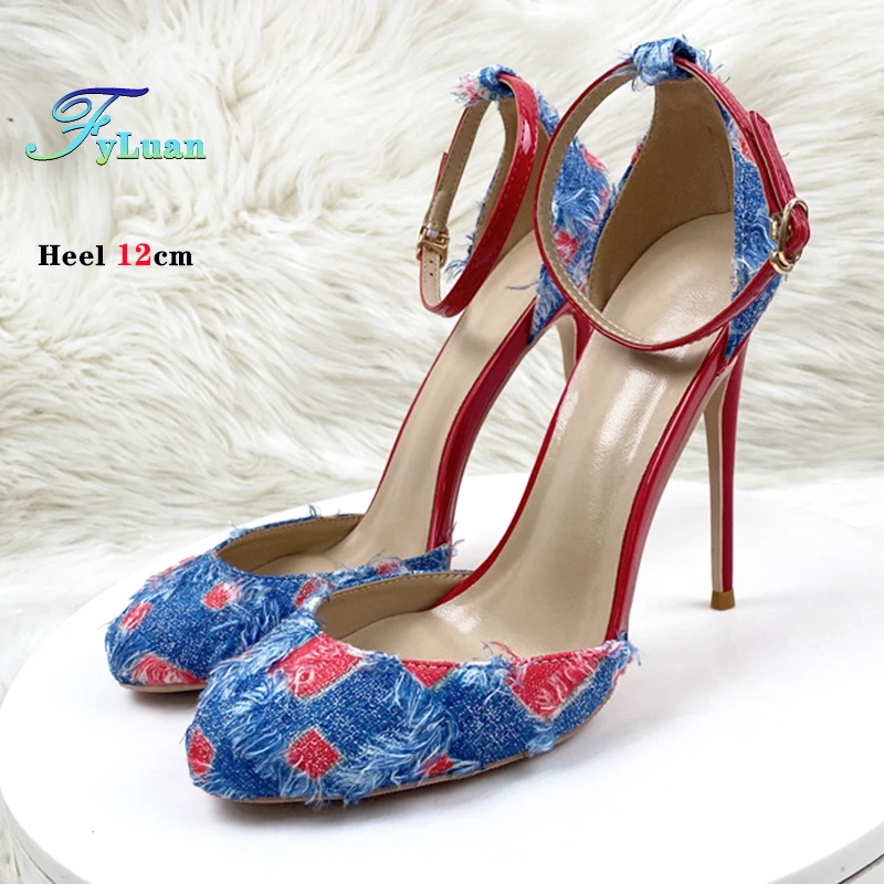 Denim Design Patent Leather Women Sandals Ultra-high Heels Shallow Heel Buckle 8cm 10cm 12cm Hollow Out Shoes Prom Stiletto
Denim Design Patent Leather Women Sandals Ultra-high Heels Shallow Heel Buckle 8cm 10cm 12cm Hollow Out Shoes Prom Stiletto