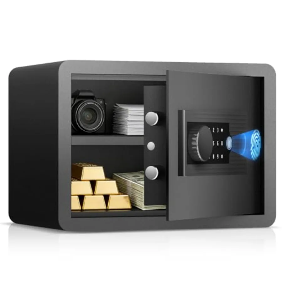 Биометрический сейф для дома с функцией распознавания отпечатков пальцев, объемом 1.0 куб. фута, компактный цифровой сейф для скрытого хранения, быстрый доступ с помощью отпечатка пальца/клавиатуры/кода.
Биометрический сейф для дома с функцией распознавания отпечатков пальцев, объемом 1.0 куб. фута, компактный цифровой сейф для скрытого хранения, быстрый доступ с помощью отпечатка пальца/клавиатуры/кода.