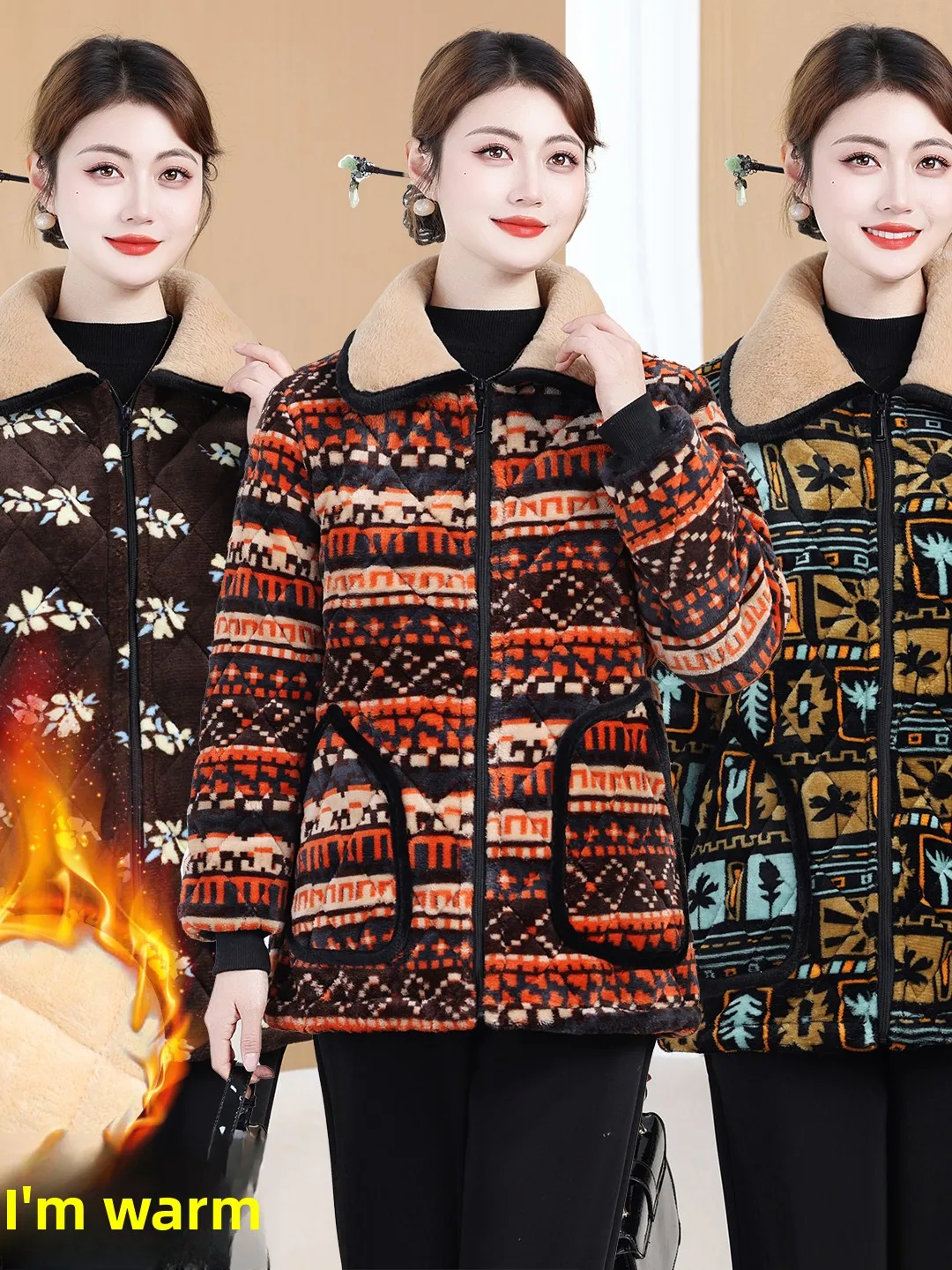 Thiened Fce Warmth Collar Cotton Jaet Mommy Sle Autumn Winter Clothes Tee-Layer Quilted Coat Floral Patterned
Thiened Fce Warmth Collar Cotton Jaet Mommy Sle Autumn Winter Clothes Tee-Layer Quilted Coat Floral Patterned