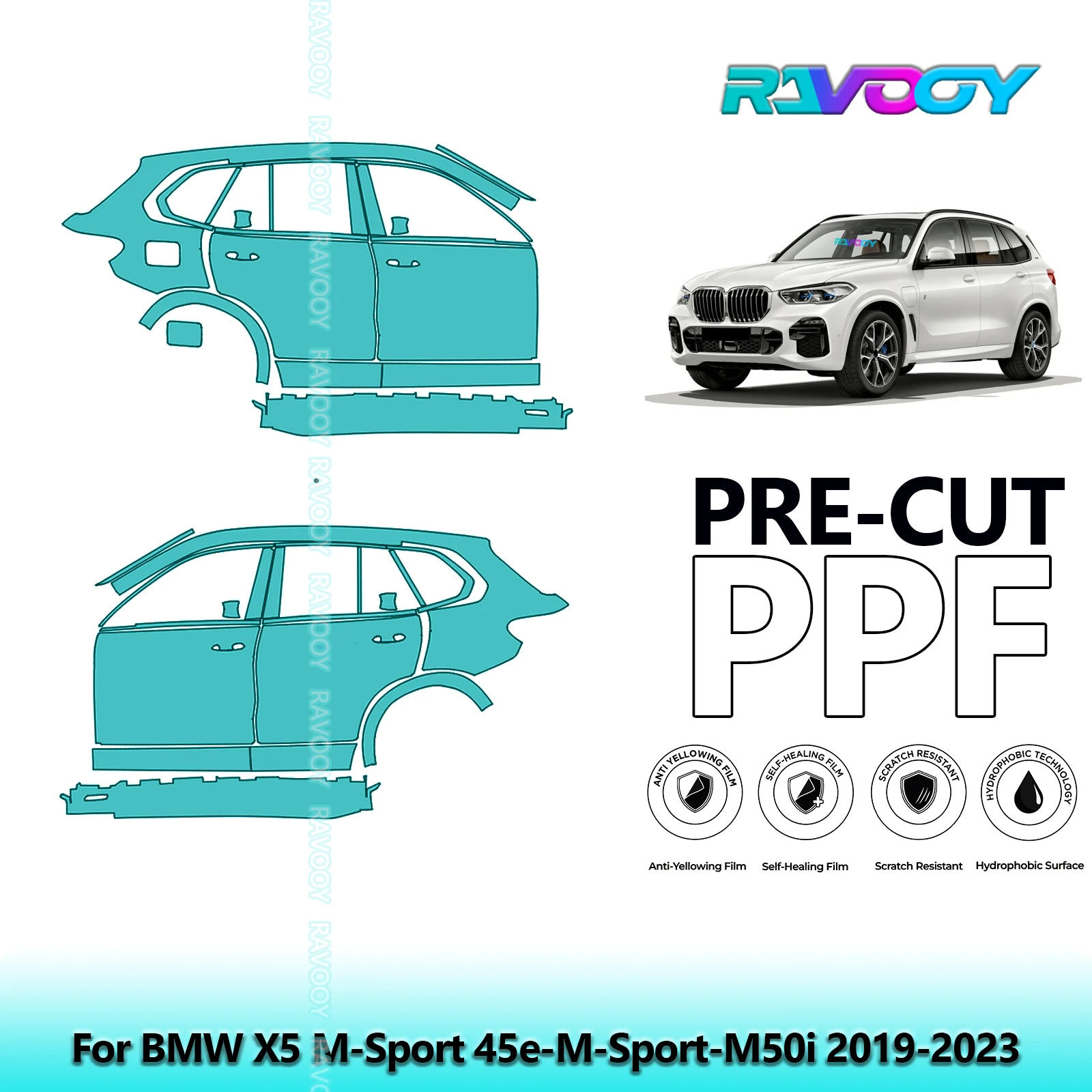 For BMW X5 M-Sport 45e-M-Sport-M50i 2019-2023 8.5mil Clear Matte Pre-Cut PPF Door & A/B Pillar Kit TPU Paint Protection Film Set
For BMW X5 M-Sport 45e-M-Sport-M50i 2019-2023 8.5mil Clear Matte Pre-Cut PPF Door & A/B Pillar Kit TPU Paint Protection Film Set