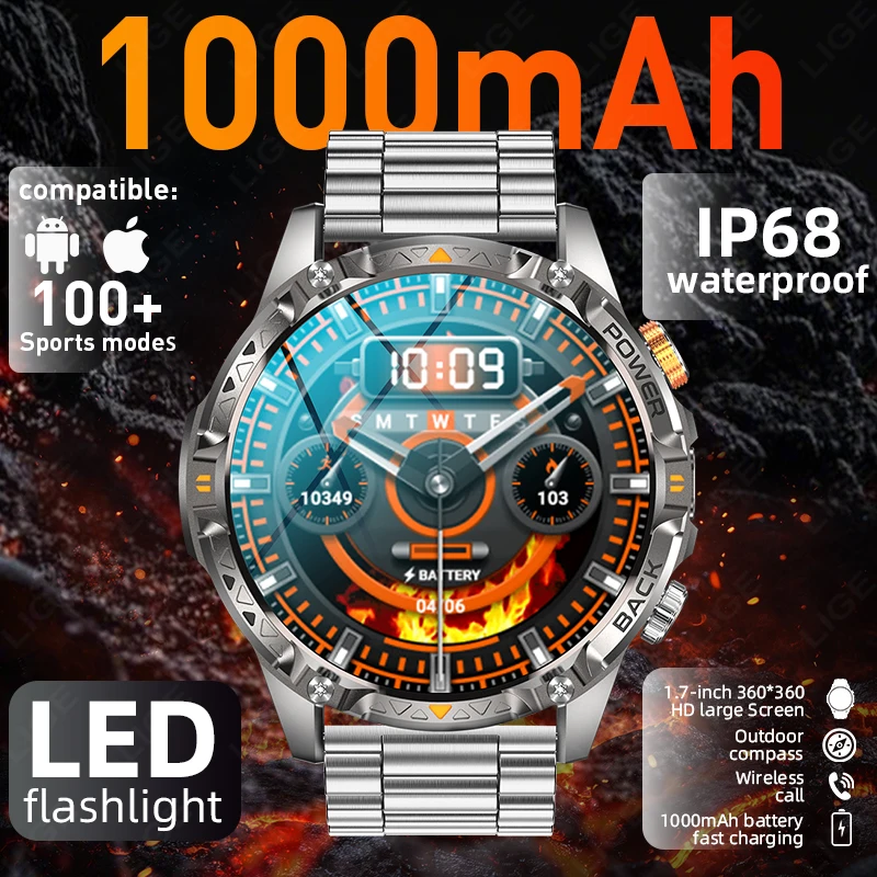 Military Grade Smart Watch Fitness Tracker Flashlight Waterproof 2026 New Sports Bluetooth Call 1000mah Battery Smartwatch Men
Military Grade Smart Watch Fitness Tracker Flashlight Waterproof 2026 New Sports Bluetooth Call 1000mah Battery Smartwatch Men