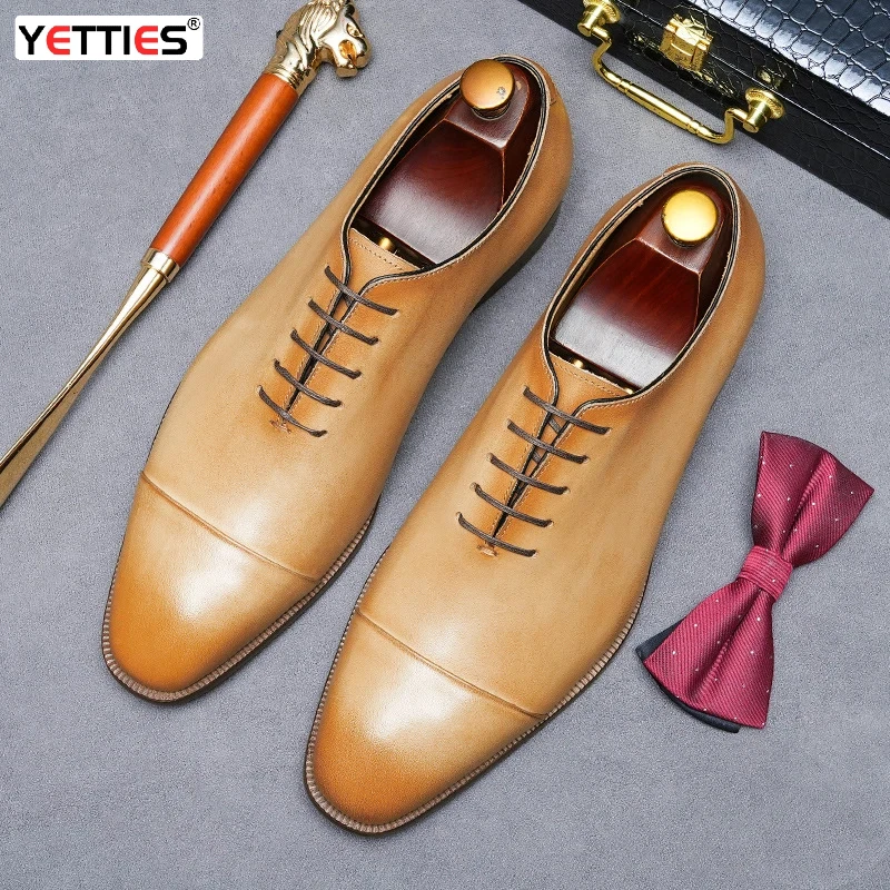 Men's Business Formal Oxfords Lace-Up Three-Piece Cap Toe Genuine Leather Shoes Light Color Cowhide Lining British Footwear
Men's Business Formal Oxfords Lace-Up Three-Piece Cap Toe Genuine Leather Shoes Light Color Cowhide Lining British Footwear