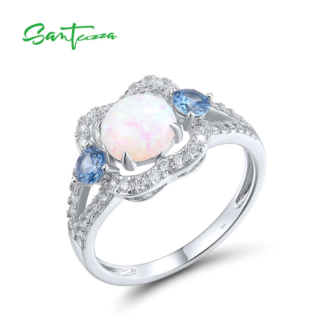 SANTUZZA Pure 925 Sterling Silver Rings For Women Sparkling White CZ Blue Stone Lab Created Opal Solitaire Party Fine Jewelry
SANTUZZA Pure 925 Sterling Silver Rings For Women Sparkling White CZ Blue Stone Lab Created Opal Solitaire Party Fine Jewelry