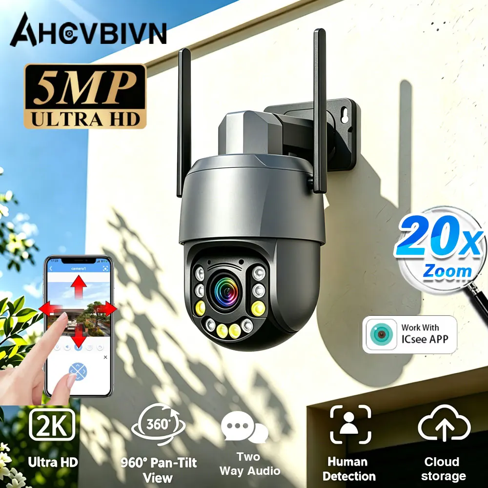 ICSEE 20X Optical Zoom 5MP 2K HD Security Camera Outdoor Waterproof Wifi PTZ IP Camera Color Night Vision CCTV Human Detection
ICSEE 20X Optical Zoom 5MP 2K HD Security Camera Outdoor Waterproof Wifi PTZ IP Camera Color Night Vision CCTV Human Detection