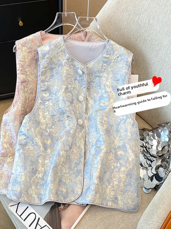 New Chinese Sle Svel Vest Women's Spring Autumn Faion Satin Embroidery Outerwear Anti-Aging Jaet round Ne
New Chinese Sle Svel Vest Women's Spring Autumn Faion Satin Embroidery Outerwear Anti-Aging Jaet round Ne