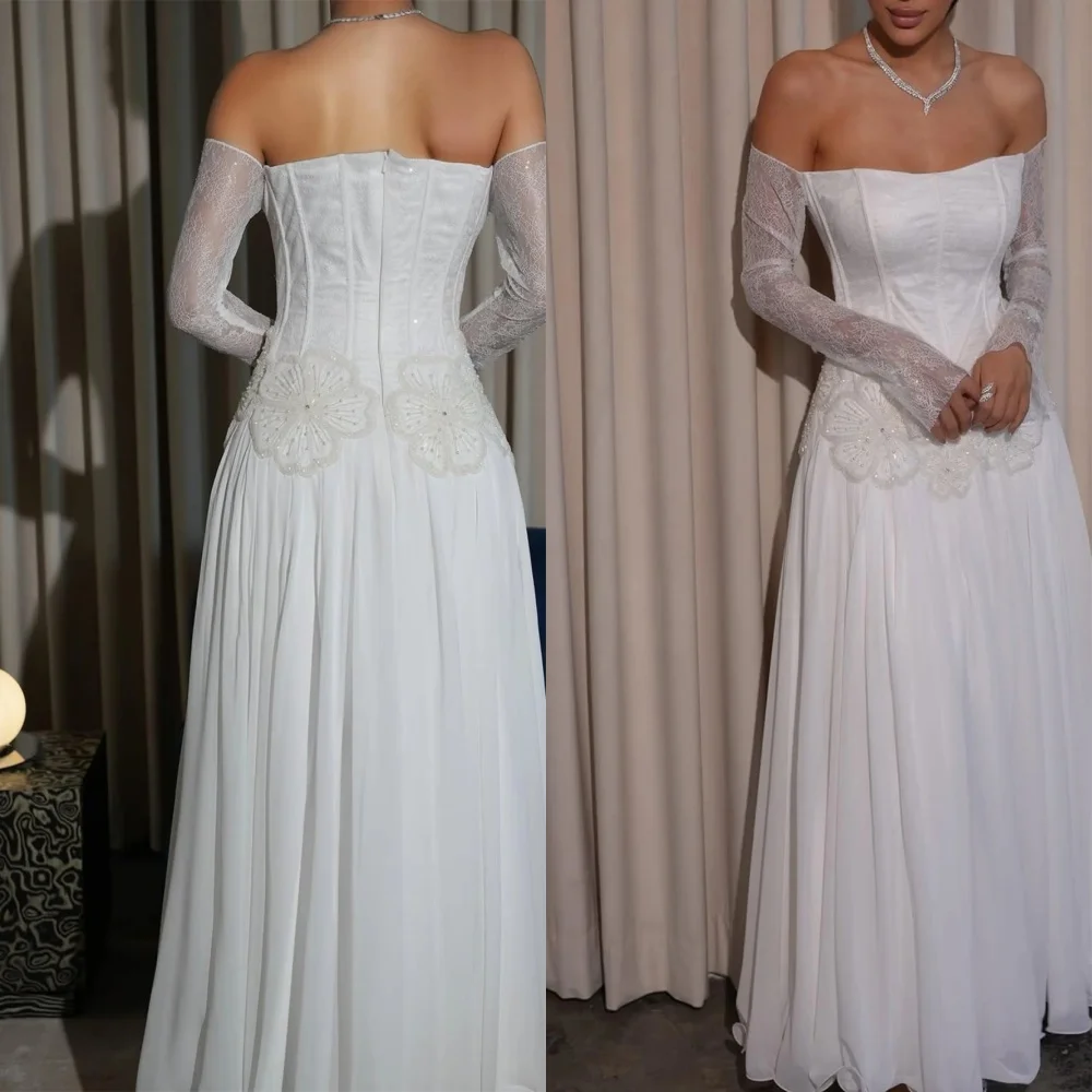 Customized Elegant White Chiffon Evening Dress Exquisite Boat Neck Long Sleeves Homecoming Dresses Luxury Special Occasion Gowns
Customized Elegant White Chiffon Evening Dress Exquisite Boat Neck Long Sleeves Homecoming Dresses Luxury Special Occasion Gowns