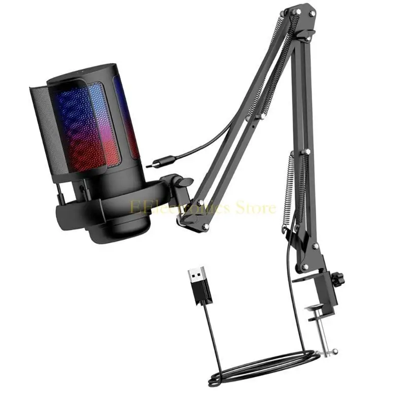B03C Gaming USB Microphone 30Hz~16kHz Frequency for PC with Boom Arm and LED Lighting for Immersive Streaming Experience
B03C Gaming USB Microphone 30Hz~16kHz Frequency for PC with Boom Arm and LED Lighting for Immersive Streaming Experience