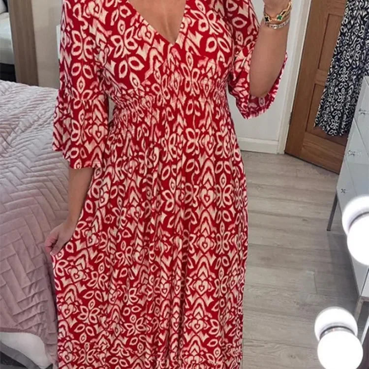 2025 New Plus Size Super Fairy V-neck Floral Dress Printed Loose All-match Women's Long Skirt
2025 New Plus Size Super Fairy V-neck Floral Dress Printed Loose All-match Women's Long Skirt
