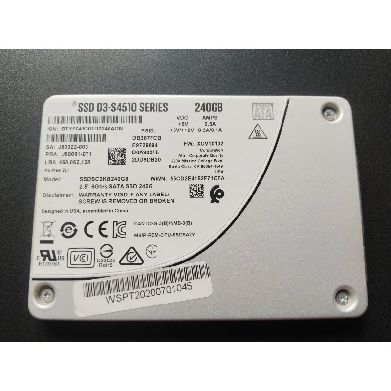 Original For S4510 240G M.2 2280 SATA NGFF protocol SSD enterprise-class SSDSCKKB240G801
Original For S4510 240G M.2 2280 SATA NGFF protocol SSD enterprise-class SSDSCKKB240G801