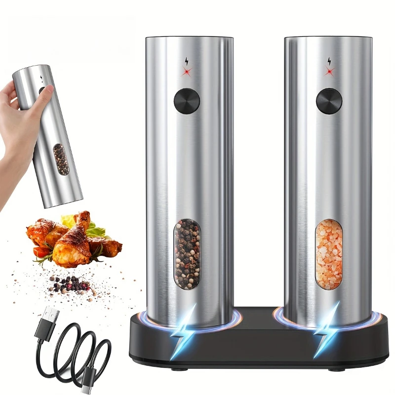 USB Rechargeable Electric Pepper Grinder Set with LED Light Automatic Salt Spice Mill Kitchen Tool Gift 1/2PCS
USB Rechargeable Electric Pepper Grinder Set with LED Light Automatic Salt Spice Mill Kitchen Tool Gift 1/2PCS