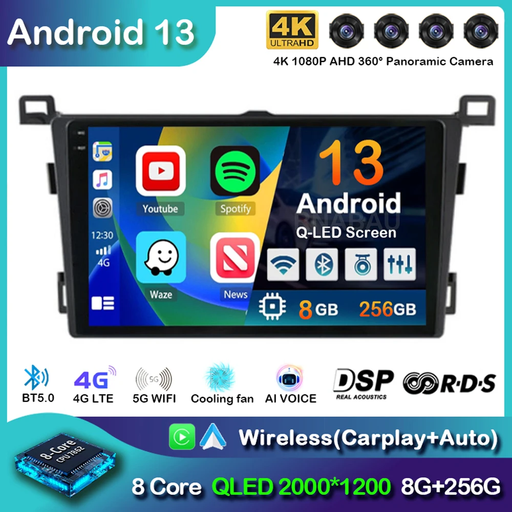 Android 13 Carplay Auto For Toyota RAV4 Rav 4 2013 2014 2015 2016 2017 2018 2019 Car Radio Multimedia Video Player GPS Head Unit
Android 13 Carplay Auto For Toyota RAV4 Rav 4 2013 2014 2015 2016 2017 2018 2019 Car Radio Multimedia Video Player GPS Head Unit