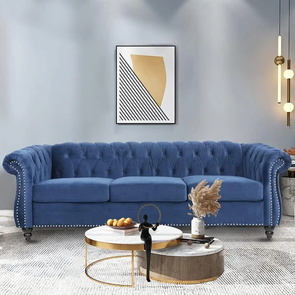 Three-Seat Velvet Soa, Large Soa Classic Tuted Chesterield Settee ern 3 Seater Couch urniture Tuted Back or Living Room, Blue
Three-Seat Velvet Soa, Large Soa Classic Tuted Chesterield Settee ern 3 Seater Couch urniture Tuted Back or Living Room, Blue