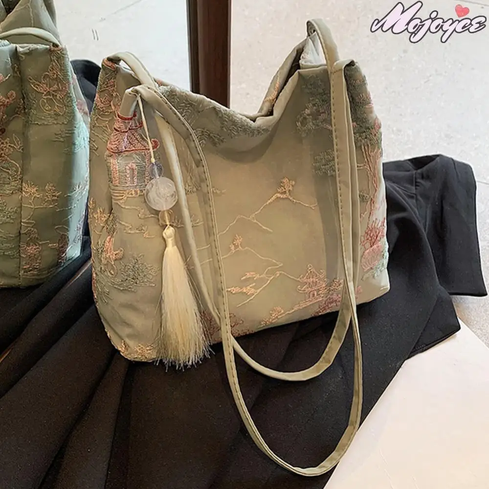 Women Ancient Style Shoulder Bag Large Capacity Simple Carrying Bag with Tassel Pendant Stylish Shoulder Purse Shopping Bag
Women Ancient Style Shoulder Bag Large Capacity Simple Carrying Bag with Tassel Pendant Stylish Shoulder Purse Shopping Bag