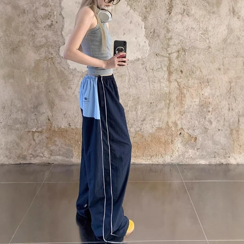 2026 Spring Summer Wide-leg Quick-drying Hiphop Sweatpants Women's High Waist Thin Contrasting Color Sports Casual Long Trousers
2026 Spring Summer Wide-leg Quick-drying Hiphop Sweatpants Women's High Waist Thin Contrasting Color Sports Casual Long Trousers