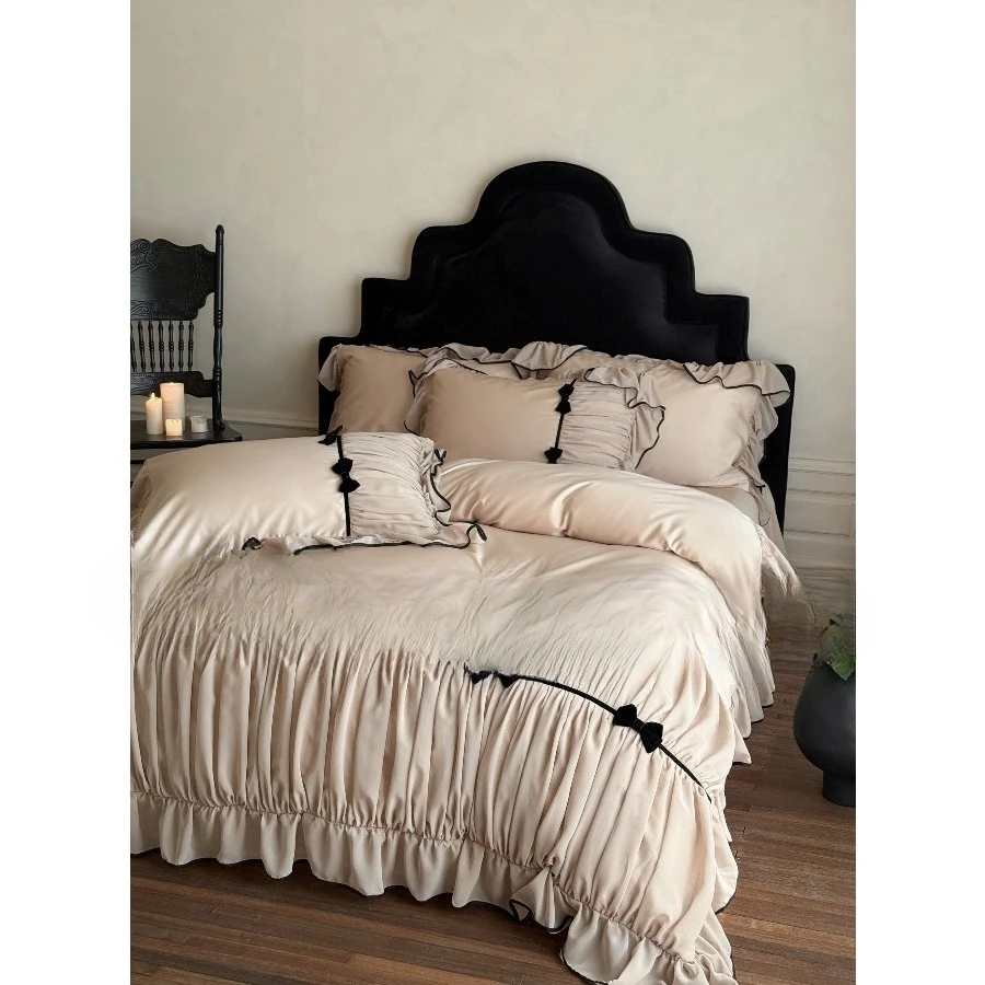 French retro bow cotton long-staple cotton four-piece girl chiffon pleated lace bedding
French retro bow cotton long-staple cotton four-piece girl chiffon pleated lace bedding