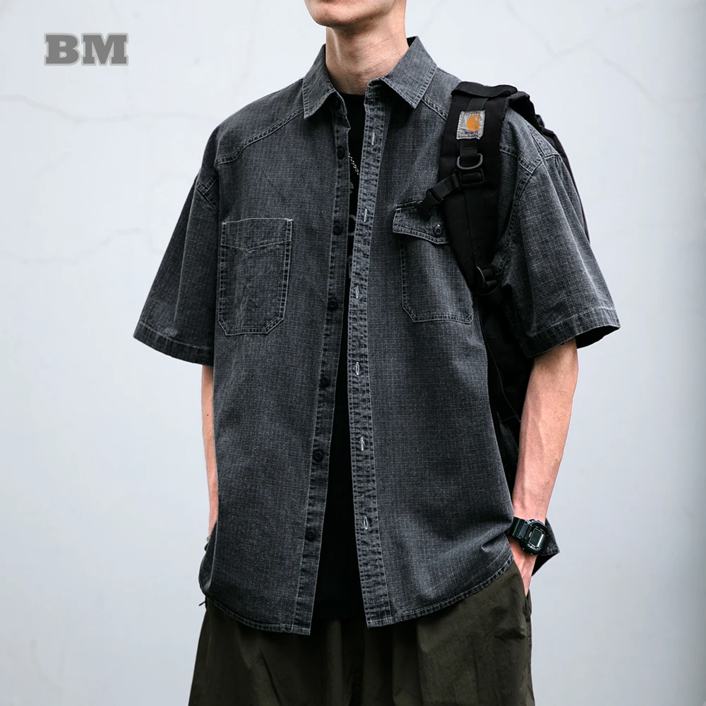 Korean Cargo Shirt Men Enzyme Washed Check Combed Cotton Oversized Short Sleeve Summer Distressed Streetwear Trendy Casual
Korean Cargo Shirt Men Enzyme Washed Check Combed Cotton Oversized Short Sleeve Summer Distressed Streetwear Trendy Casual