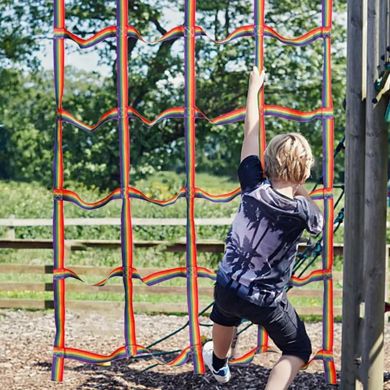 145X185cm Climbing Net Portable Rainbow Webbing Webbing Ladder High Strength Obstacle Cargo Fitness For Kids Jungle Gyms
145X185cm Climbing Net Portable Rainbow Webbing Webbing Ladder High Strength Obstacle Cargo Fitness For Kids Jungle Gyms